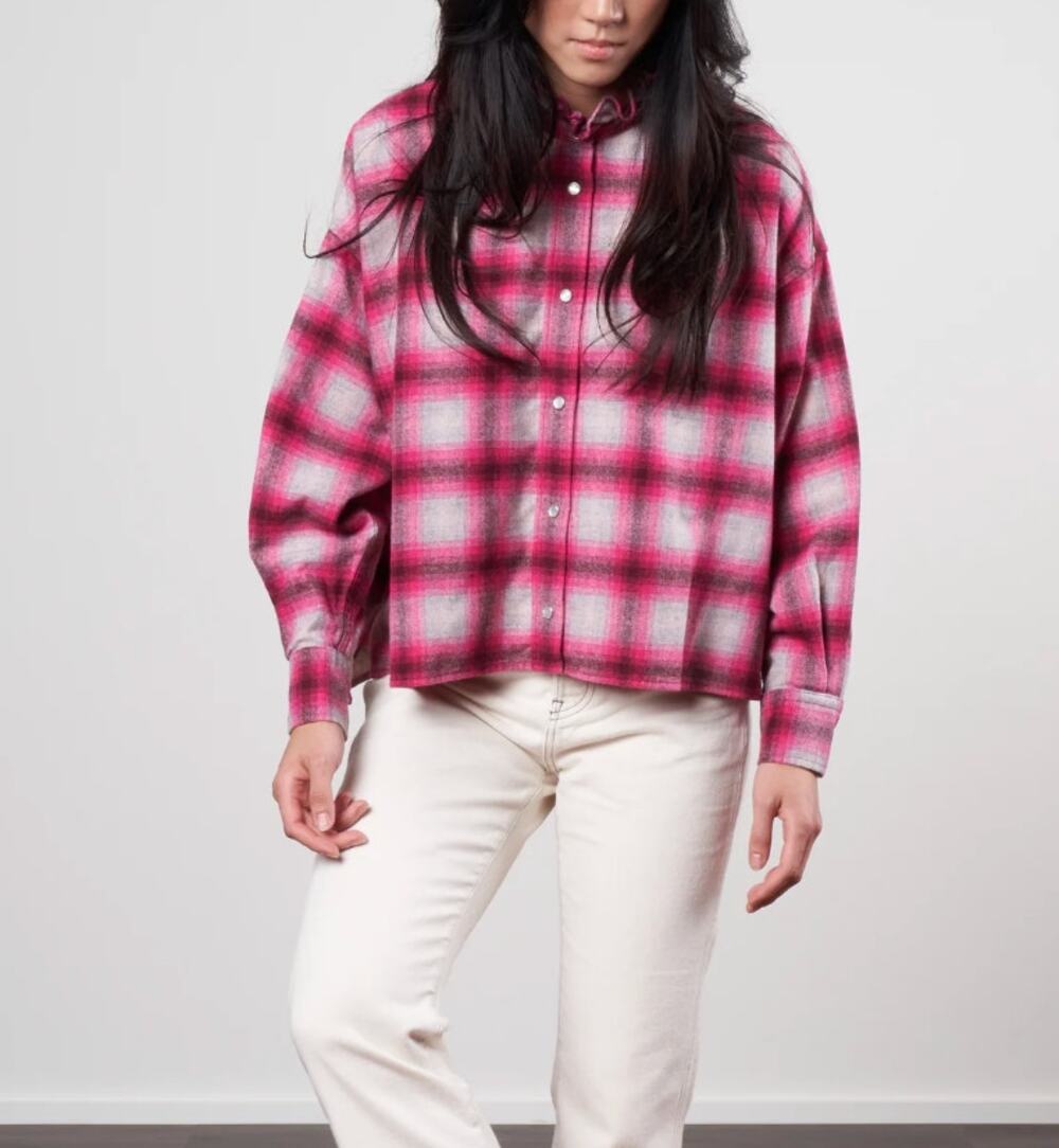Isabel Marant Etoile Rilaria Plaid Wool Flannel Shirt Oversized NWT Size 40